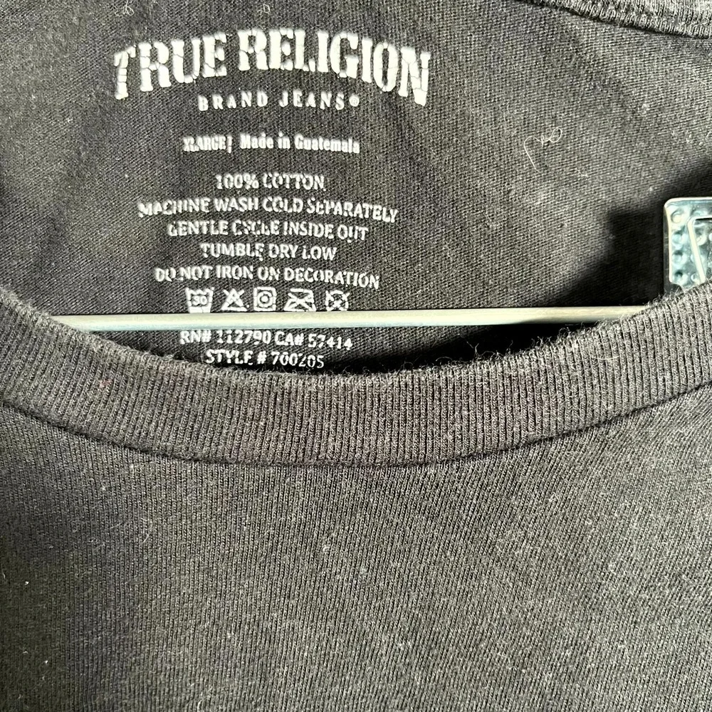 True Religion T Shirt Mens XL Black Logo‎ Buddha Cotton Short Sleeve Pullover